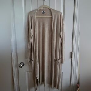 Old Navy Long Open-Front Beige Cardigan Sz Large